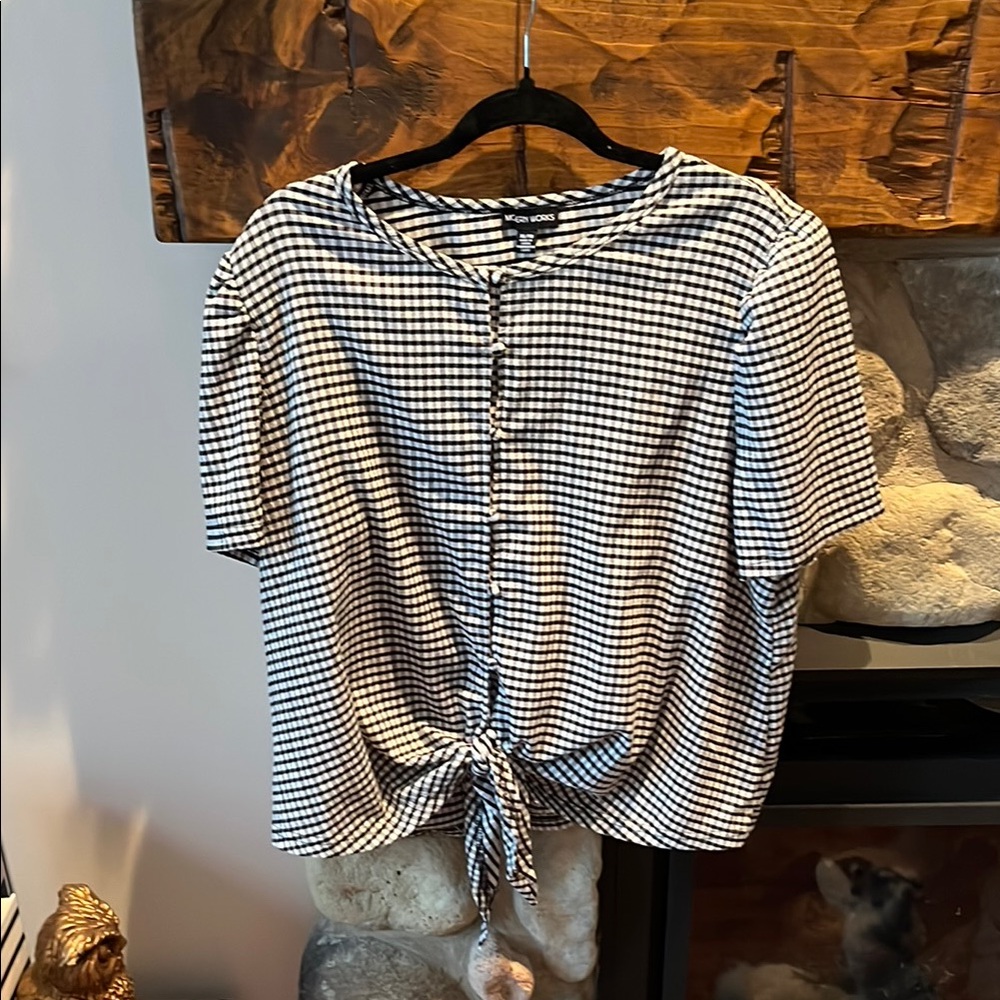 Modern Works  Black and White Checkered Women's Top